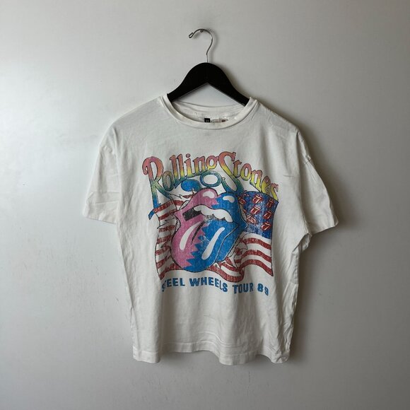 The Rolling Stone Steel Wheels Tour T Shirt Medium M Womens White Single Band - Picture 15 of 16